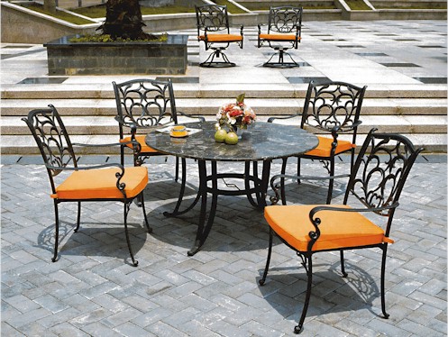Chairs using orange cushions