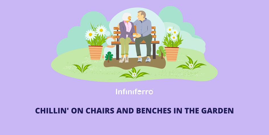 Chillin' on chairs and benches in the garden