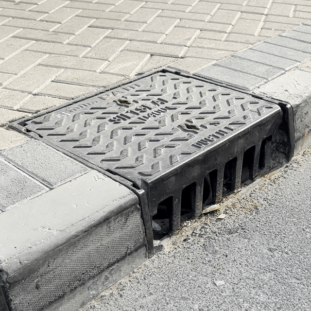 inlet drainage at sidewalk are