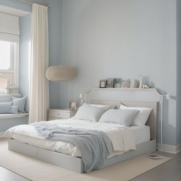 dusty blue bedroom