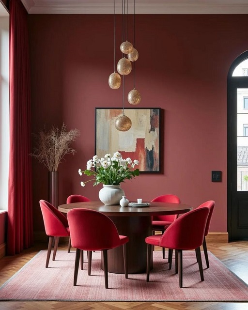 dusty red dining room